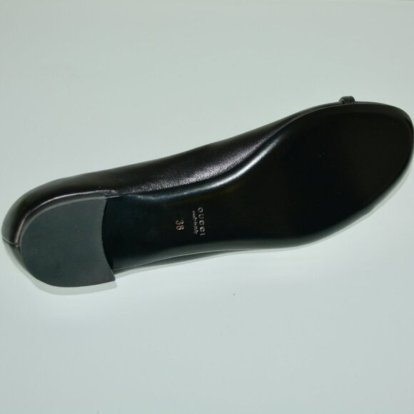 NIB GUCCI SALANDIA LEATHER PEEP TOE FLATS SHOES - Picture 8 of 10